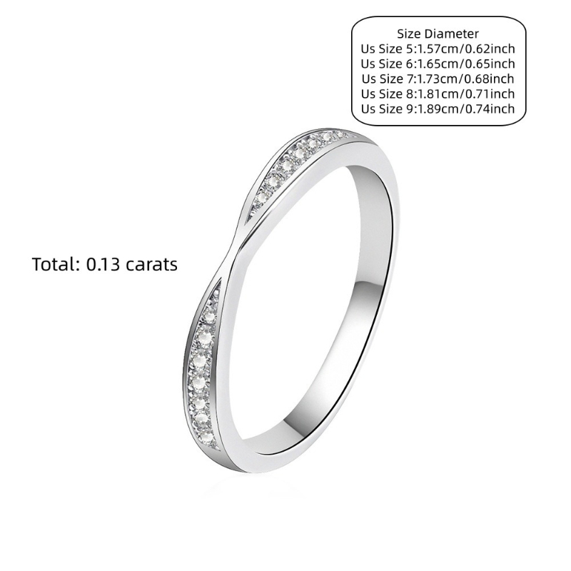 S925 0.13 Carat Moissanite Cross Row Ring, Personalized